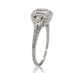 Art Deco 18k White Gold .23ct Genuine Natural Diamond Filigree Ring (#J6750)