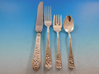 Corsage by Stieff Sterling Silver Floral Iris Flatware Set 8 Service 35 Pieces