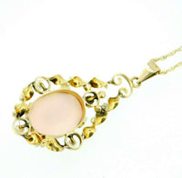 14k Yellow Gold Angel Skin Coral / Shell Cameo Lavaliere (#J4412)