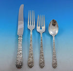 Bridal Bouquet by Alvin Sterling Silver Flatware Set 8 Service 32 pcs Repousse