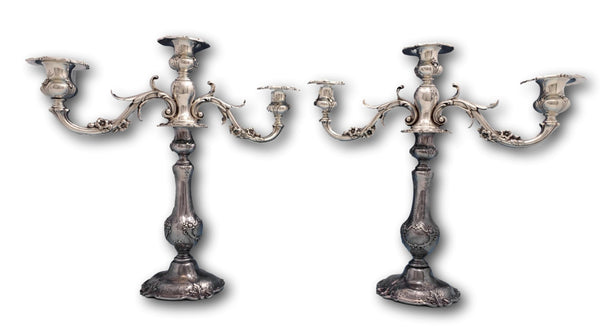 Francis I by Reed and Barton Sterling Silver Candelabra Pair #570A Bobeche #8516