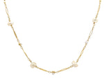 18k Gold Handwrought Antique Chain Necklace with Freshwater Pearls 24" (#J7227)