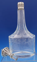 830 Silver Liquor Set 3-pc silver tops and hand engraved bottles Dutch #4344-2