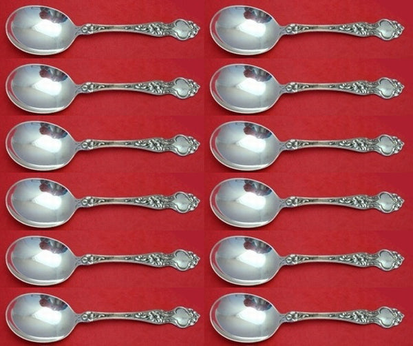 Violet by Wallace Sterling Silver Cream Soup Spoon Set 12 pieces 5 7/8"