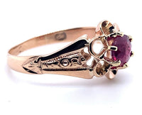 10k Rose Gold Victorian .49ct Genuine Natural Ruby Buttercup Ring (#J5168)