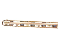 10k Yellow Gold Antique Montana Sapphire and Pearl Bar Pin Jewelry (#J7046)