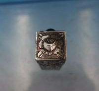 .800 Silver Lipstick Case w/ Green Onyx and Mirror Hand Engraved 2 1/4" (#6809)
