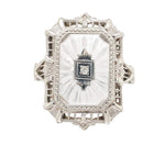 14k Gold Filigree Genuine Natural Rock Crystal Diamond Ring Size 8.75 (#J6498)