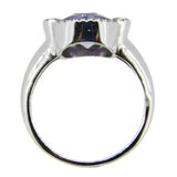 14k Gold Checkerboard Genuine Natural Amethyst Ring with Diamonds (#J589)