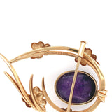 18k Yellow Gold Swedish Amethyst and Seed Pearl Flower Pin Jewelry (#J6250)