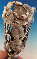 Silverplated Tussie Mussie Posey Posy Holder Tripod with Roses (#J1315)