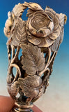 Silverplated Tussie Mussie Posey Posy Holder Tripod with Roses (#J1315)