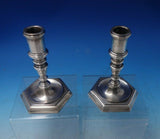 Danish Sterling Silver Candlestick Pair Colonial Style 5 3/4" x 4" c1950 (#5809)