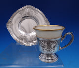 Saint Dunstan Chased by Gorham Sterling Silver Demitasse Cup Saucer Liner #8099