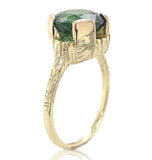 14k Yellow Gold 2.94 Carat Green Genuine Natural Tourmaline Ring 5.25 (#J6925)