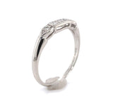 Narrow Platinum Genuine Natural Diamond Wedding Band Ring Size 6.25 (#J6418)
