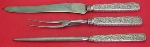 Antique Engraved by Tiffany and Co Sterling Silver Roast Carving Set 3pc