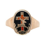 10k Yellow Gold Men's Ring Enamel Cross Deer / Elk Size 11.5 Jewelry (#J6641)
