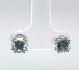 14k White Gold 1.62cttw Round Genuine Natural Aquamarine Stud Earrings (#J6376)