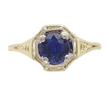 Rare 14k Yellow Gold .55ct Purple Genuine Natural Sapphire Filigree Ring (#7173)