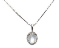 14k White Gold 1.61 Carat Genuine Natural Moonstone and Diamond Pendant (#J7187)