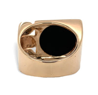 14k Yellow Gold Men's Modern Genuine Natural Black Onyx Diamond Ring (#J7306)