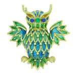 Genuine Natural 18k Yellow Gold Plique-A-Jour Enamel Owl Pin (#J1724)