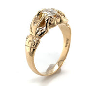 14k Gold Victorian Fancy Belcher .50ct Genuine Natural Diamond Men's Ring #J6536