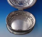 English Silverplate Biscuit Box Bead Border Claw Legs Floral Motif w/Lock #3131