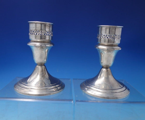 Old French by Gorham Sterling Silver Candlestick Pair #661 Weighted (#5812)