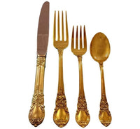 American Victorian Gold by Lunt Sterling Silver Flatware Set 12 Service 48 Pcs