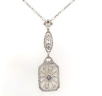 10k Gold Filigree Genuine Natural Rock Crystal Diamond Pendant Orig Chain #J6262