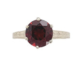 14k White Gold Victorian 1.90 Carat Genuine Garnet Ring Size 5.5 (#J7476)