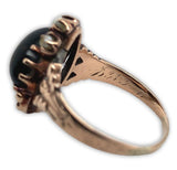 Victorian 10k Rose Gold Tiger's Eye Quartz and Pearl Ring Size 6.25 (#J7078)