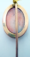 10k Gold Oval Coral Genuine Natural Cameo Stick Pin Jewelry (#J2673)