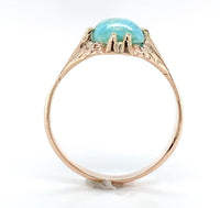 10k Rose Gold Arts and Crafts Genuine Natural Turquoise Ring Size 6 (#J6566)
