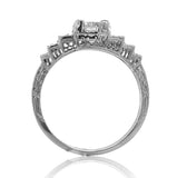 Platinum Art Deco .61ct Genuine Diamond Engagement Ring with GIA Report (#J6747)