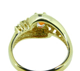 14k Yellow Gold .54ct Orange Genuine Natural Sapphire and Diamond Ring (#J508)