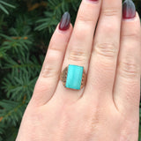 9k Rose Gold Victorian Specialty Cut Genuine Natural Turquoise Ring (#J6350)