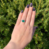 18k White Gold 2.27 Carat Genuine Natural Emerald Diamond Ring Size 6.5 (#J7010)