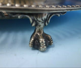 English Silverplate Biscuit Box Bead Border Claw Legs Floral Motif w/Lock #3131