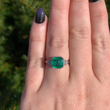 18k White Gold 2.23 Carat Genuine Natural Emerald Diamond Ring Size 6.5 (#J7011)