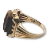 10k Yellow Gold Men's Genuine Natural Tiger's Eye Quartz Cameo Ring (#7061)