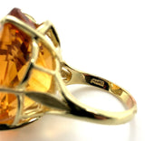 18k Yellow Gold Ring with a Huge 37 Carat Citrine Size 8.75 Easily Sized #J6336