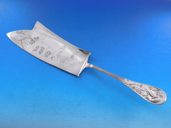 Japanese by Tiffany and Co Sterling Silver Fish Server w/ 3 sacred mountains 12"