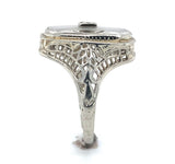 14k Gold Filigree Genuine Natural Rock Crystal Diamond Ring Size 4.25 (#J6497)