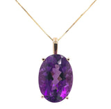 14k Yellow Gold 15.38 Carat Oval Cut Genuine Natural Amethyst Pendant (#J7191)