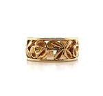 14k Yellow Gold Band with Pierced Roses Size 5.75 (#J5557)