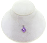 14k Gold Pendant with Heart Shaped Genuine Natural Amethysts and Diamond #J4186