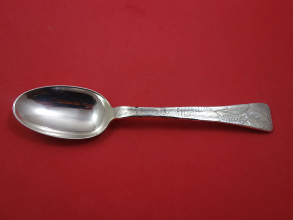 Lap Over Acid Etched by Tiffany Sterling Place Soup Spoon w/Mulberries 7"